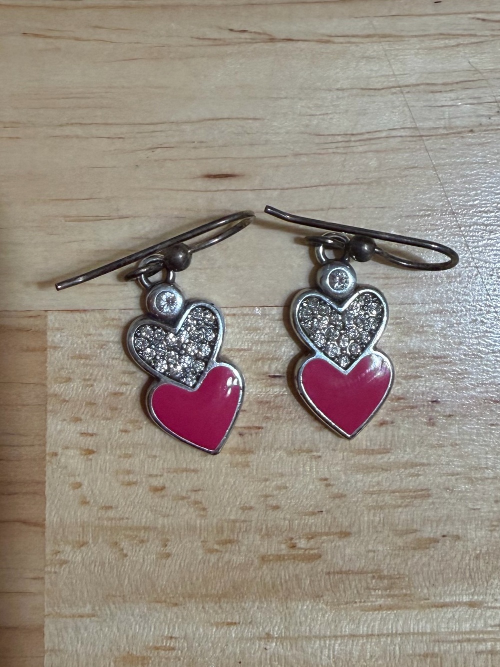 Brighton Pink Heart Drop Earrings with Sparkle Accents